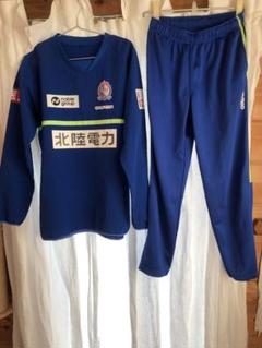 Ｊリーグカターレ富山選手支給品　　上ピステ下トレパンツ　2点セット　L ブルー Jリーグカターレ富山選手支給品 上ピステ下トレパンツ 2点