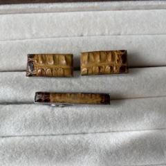 クロコダイルレザー カフリンクス　ネクタイピン