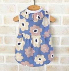 花柄フリルノースリーブペット服