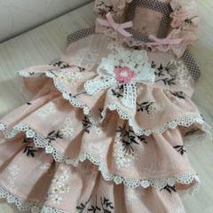 ハンドメイド♡犬服 お花の三段フリルキャミワンピース(ピンク系