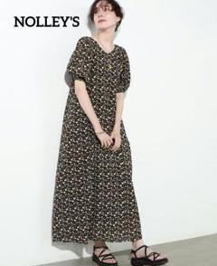 NOLLEY'S　ワンピース　半袖　総柄　花柄　キャミソール付き　コットン