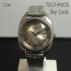 70s アンティーク テクノス スカイレディ 自動巻 腕時計 ヴィンテージ 動品