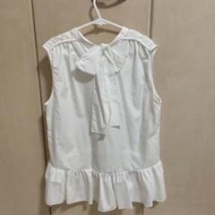 LANVIN 服 フリル×リボン付き ノースリーブブラウス ホワイト 38(M)