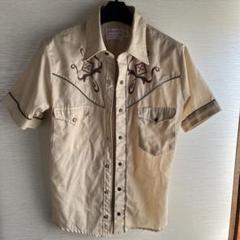 Wrangler 古着 ビンテージ 刺繍入り半袖シャツ ベージュ