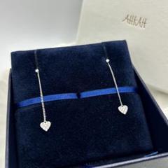 極美品 AHKAH K18WG ハート パヴェ チェーンピアス ホワイトゴールド 極美品 AHKAH K18WG ハート パヴェ チェーンピアス ホワイト