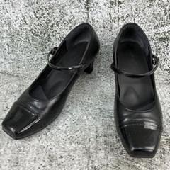 アシックスペダラ レザー パンプス ブラック ストラップ