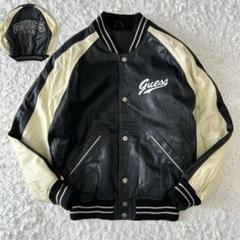 90s GUESS レザー スタジャン バーシティジャケット ロゴ ブルゾン 90s GUESS レザー スタジャン バーシティジャケット ロゴ ブルゾン
