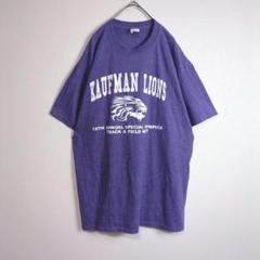 Tシャツ (L) 両面プリントデザイン 競技大会 英字プリント 紫系 古着