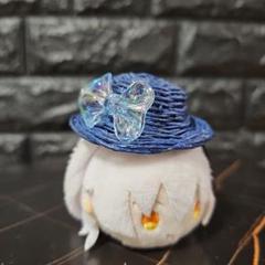 ぬい用/リボン付き麦わら帽子
