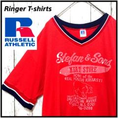 アメリカ製 ラッセル★リンガーTシャツ L ヴィンテージ ナンバーリング