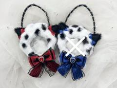 ちびぐるみ用 11cm ぬい服 猫耳 赤×黒