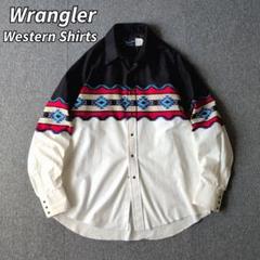 古着 Wrangler ラングラー ウエスタンシャツ ネイティブ柄 長袖 XL