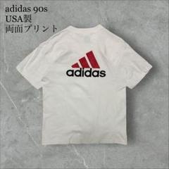 adidas USA製 90s両面プリントTシャツ赤パフォーマンスロゴチームロゴ