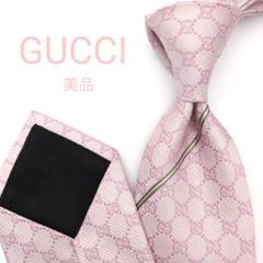 【美品】グッチ ネクタイ ピンク GG柄 シェリーライン 現行 高級 イタリア製