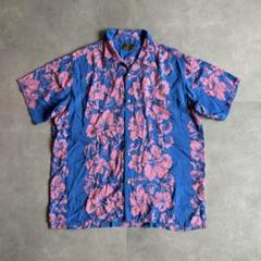 古着 90s レーヨン 総柄 ハワイアン シャツ ストライプ