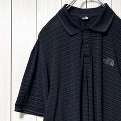 美品 ノースフェイス ストライプ ポロシャツ 半袖 刺繍ロゴ XL シャツ 速乾のサムネイル
