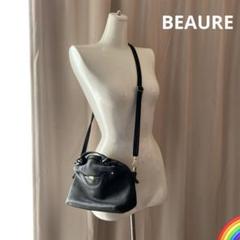 【BEAURE】レザー　ショルダーバッグ　ミニボストン型　黒＊PL