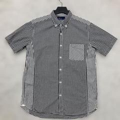 極美品 フレッドペリー 半袖シャツ チェック ストライプ 月桂樹ロゴ M 黒白