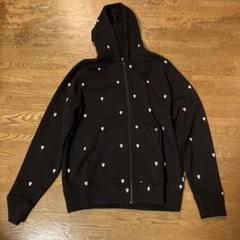 断*中様 【超人気モデル】STUSSY センター刺繍ロゴ ファイヤー パーカー STUSSY】 ステューシー 花柄 刺繍 ビッグロゴ パーカー L ☆人気