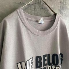 古着 アメリカ輸入 三段プリント Tシャツ 半袖 XLサイズ グレー 英文字