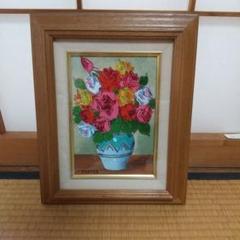 藤田謹三「ばら」1970年 油彩画 額装 直筆サイン