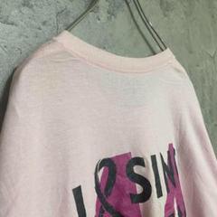 ギルダン 古着 アメリカ輸入 両面プリント Tシャツ 半袖 ピンク 英文字 XL
