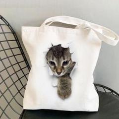 大人気 トートバッグ ハンドバッグ 猫 カジュアル ホワイト 個性派 かわいい