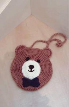 新品 クマの顔ポシェット（リボン付き）