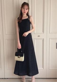 GRL ドット柄ショルダーリボンキャミソールワンピース[gn484]のサムネイル