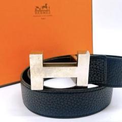 HERMES Hベルト 黒 レザー 保存袋付き　ほぼ新品 ベルトバックル 《ジャンボ》 & レザーベルト 32 mm | Hermès