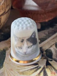 アンティーク猫　イギリス製　銀製　指貫　専用ケース付き アンティーク猫 イギリス製 銀製 指貫 専用ケース付き