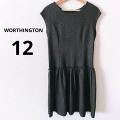 WORTHINGTON ノースリーブミニワンピース ブラック 柄