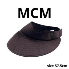 MCM エムシーエム サンバイザー キャップ 帽子 コットン ロゴ ブラウン