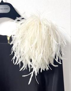 オーストリッチ フェザーコサージュ ネイビー小 - アクセサリー