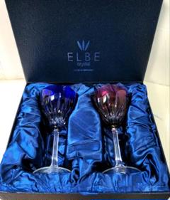 ELBE AJKA エルベクリスタル アイカクリスタルグラス ハンガリー製 2客 未使用品 ELBE AJKA クリスタルワイングラス ペア ハンガリー製