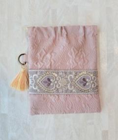 片面インド刺繍リボンのバネ口ポーチ　NO.4