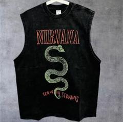 ニルバーナ 蛇 ノースリーブ リプリント Tシャツ 半袖 メンズ 新品 個性的