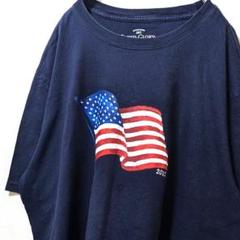 フェイデッドグローリー 星条旗 ロゴ Tシャツ ネイビー 紺色 XL 古着
