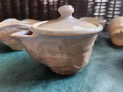 萩焼 水津乙彦造『玉露』宝瓶/湯冷まし/煎茶碗(六客)共箱