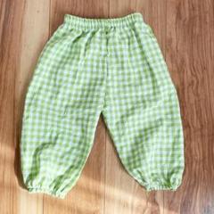 【子供服】カラフルチェック　130　緑　グリーン　薄手　春夏秋　おでかけ　外遊び