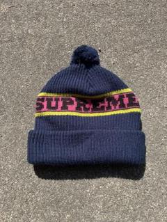 SUPREME Big Stripe Beanie ネイビー