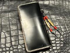 新喜皮革 コードバン ロングウォレット 長財布 本革 検 フラットヘッド RJB