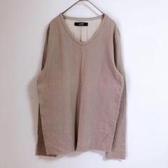 【OLEEG】（M）Ｖネック長袖カットソー/ロングスリーブTシャツ/ストライプ