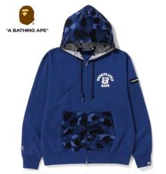 【新品未使用】A BATHING APE マウンテンパーカー カモ柄 ネイビー A BATHING APE アベイシングエイプ CAMO FULL ZIP HOODIE カモ