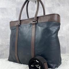 A4可 美品 コーチ レザー 2way ビジネスバッグ メトロポリタン 紺