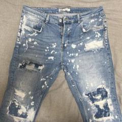 ZARA スキニーデニム ライトブルー ダメージ加工