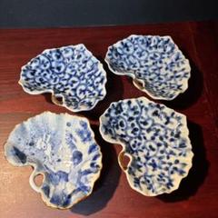 有田焼福泉窯 つわぶき青色 磁器皿 葉型 約18cm