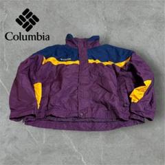 【I53】Columbiaコロンビアナイロンジャケットロゴ刺繍ボルドー×濃紺×黄