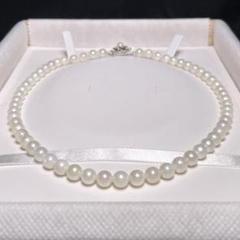 美品 白珠アコヤ本真珠 ネックレス ホワイトパール 6.5〜6.8㎜ O283