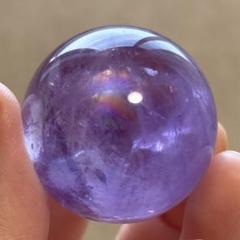 高品質ラベンダーアメジスト丸玉　 アイリスアメジスト　虹入り　アメトリン紫黄水晶